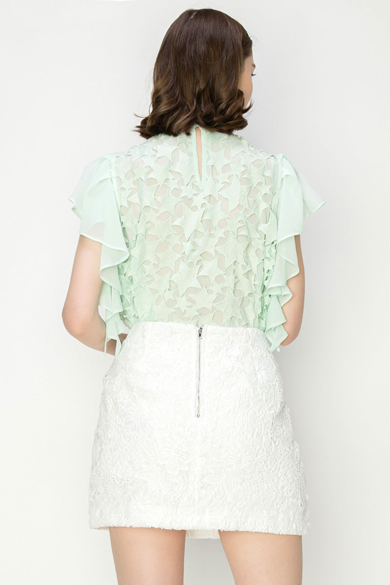 Star Cutwork Butterfly Short Sleeve Top