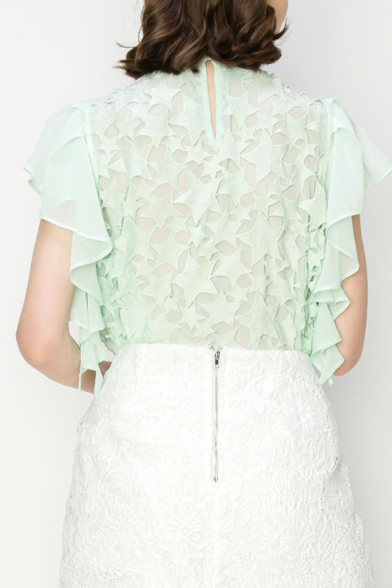 Star Cutwork Butterfly Short Sleeve Top