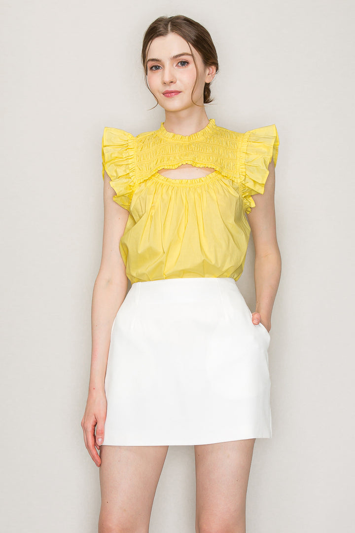 Cut out top with flutter sleeve