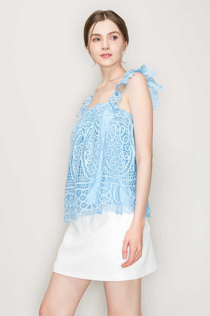 Sleeveless Linen Lace Top