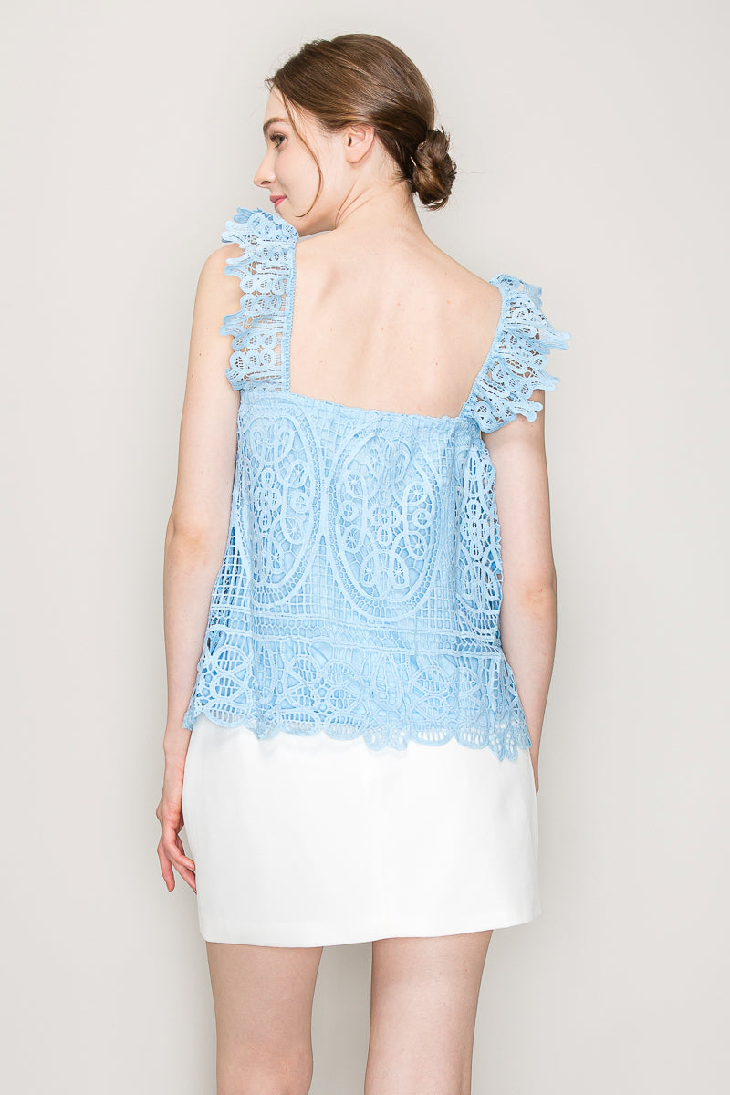 Sleeveless Linen Lace Top