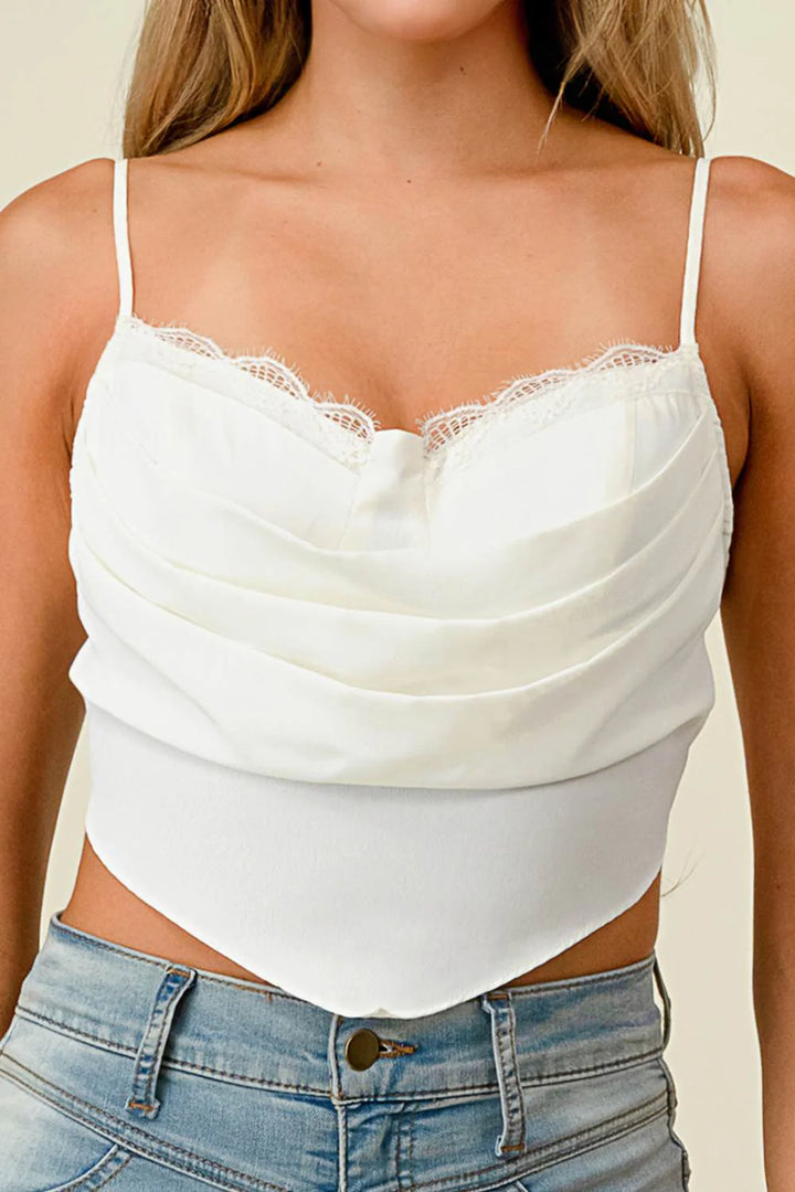 Cowl Neck Back-Tie Cropped Top
