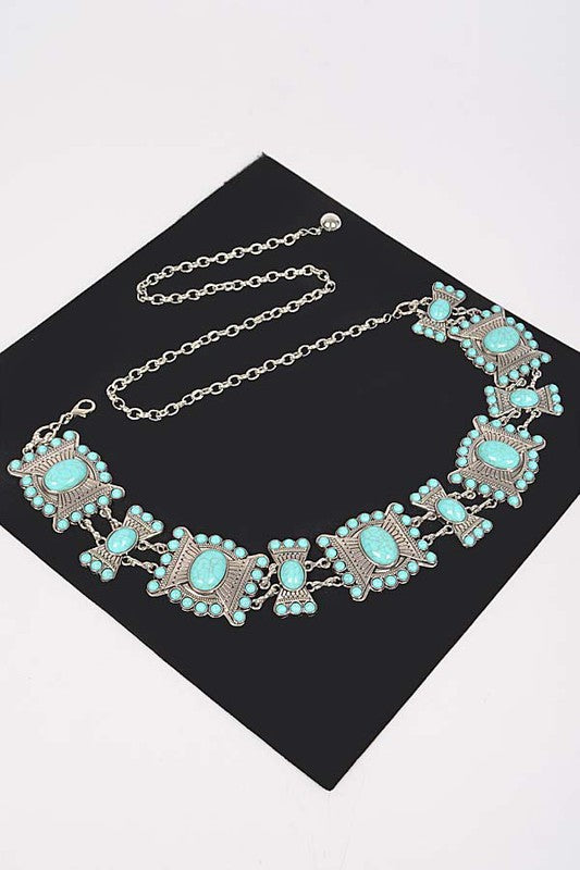 Turquoise Multi Metal Chain Belt