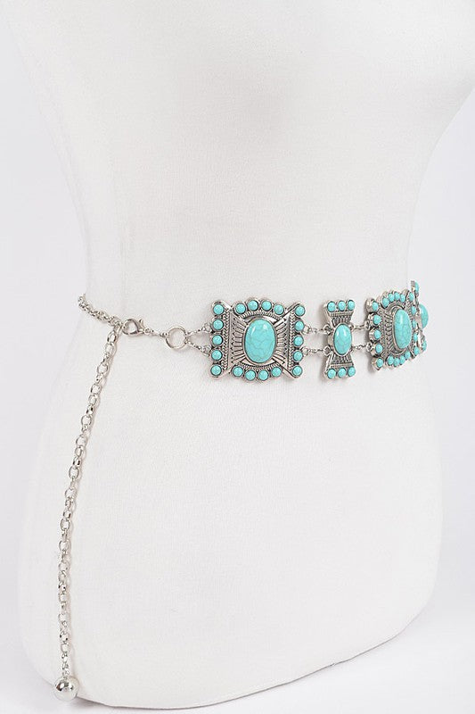 Turquoise Multi Metal Chain Belt