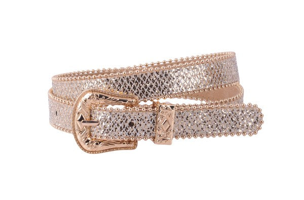 Sparkly Belt with Gold Western Buckle