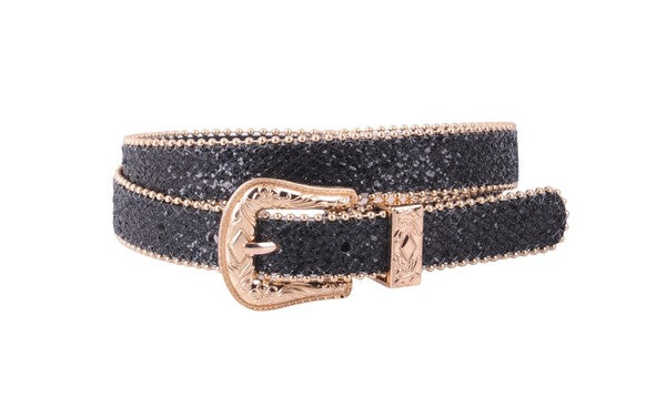 Sparkly Belt with Gold Western Buckle