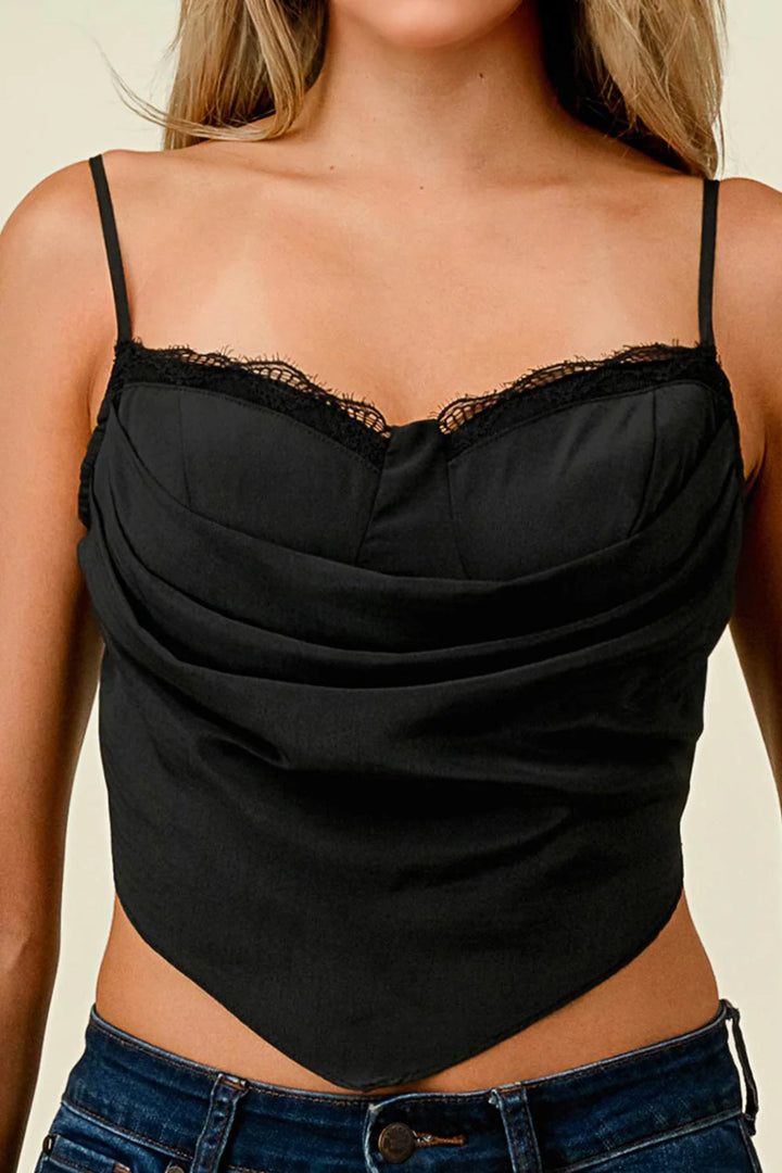 Cowl Neck Back-Tie Cropped Top