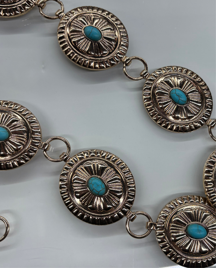 Oval Turquoise Stud Western Chain Belt