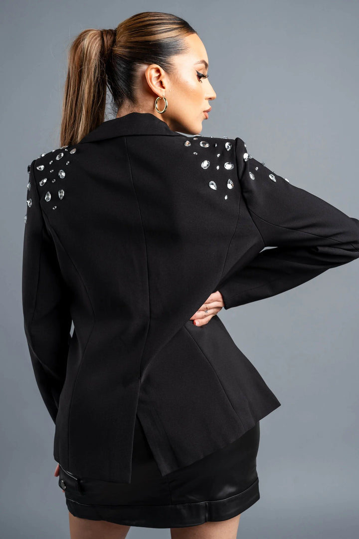 Rhinestone Embellished Blazer Jacket
