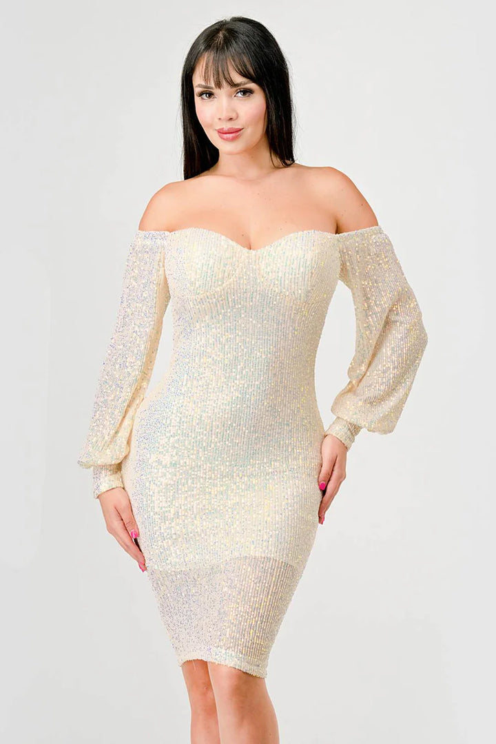 Off Shoulder Puff Sleeves Bodycon