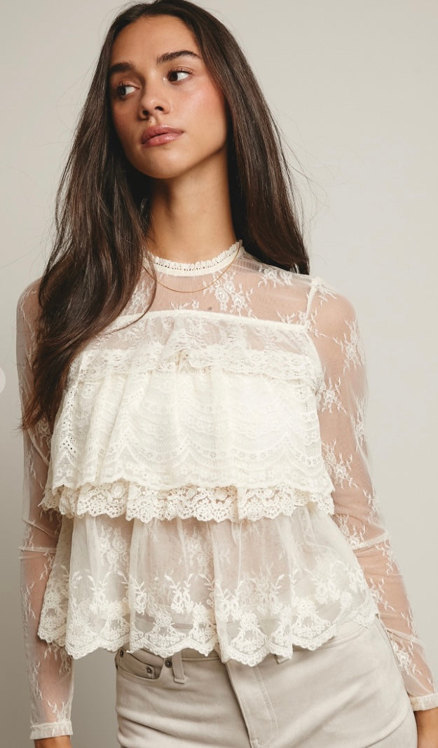 Lace Ruffle Layering Blouse