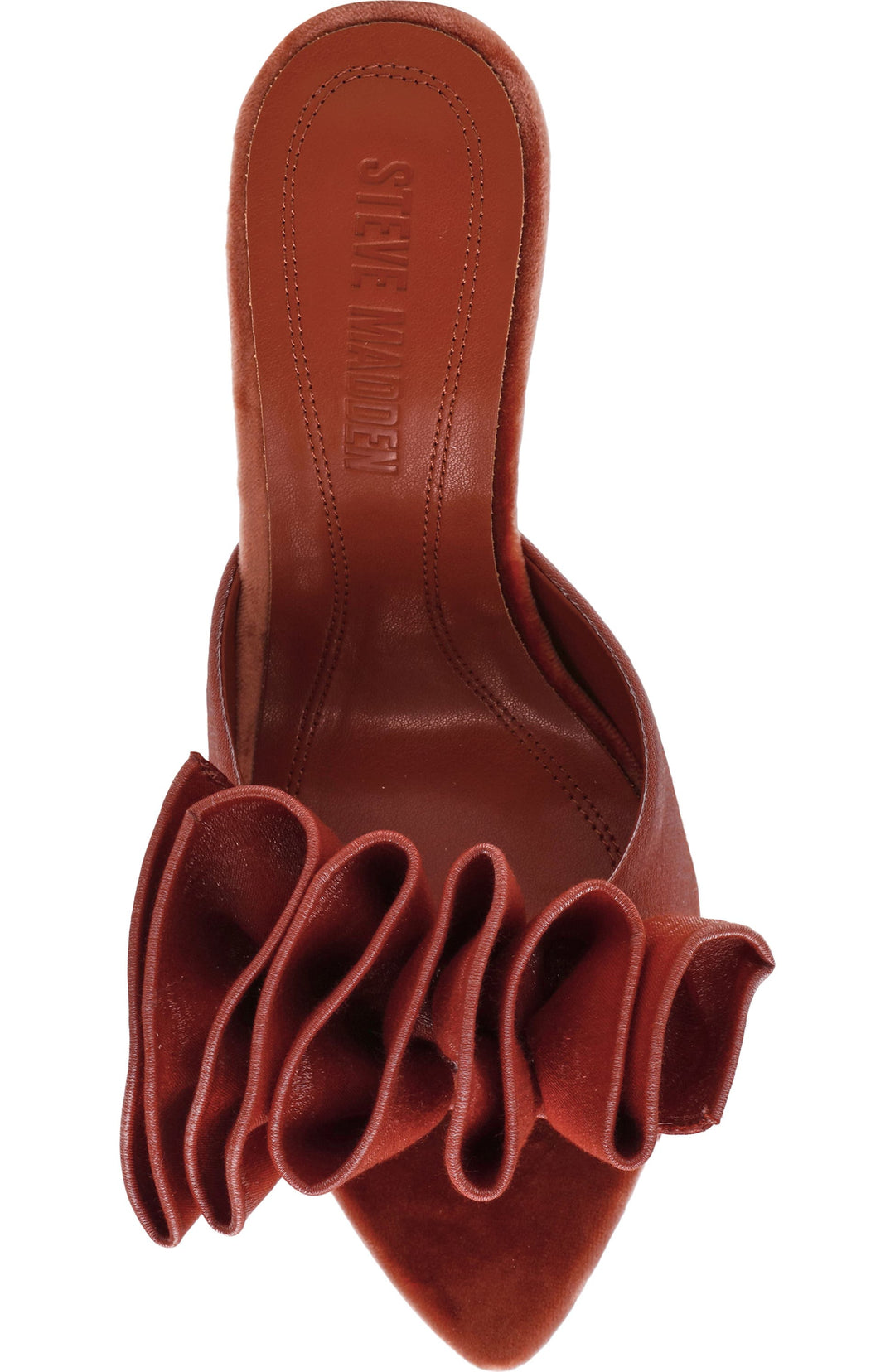 Affinity Satin Ruffle Slide Sandals By Steve Madden