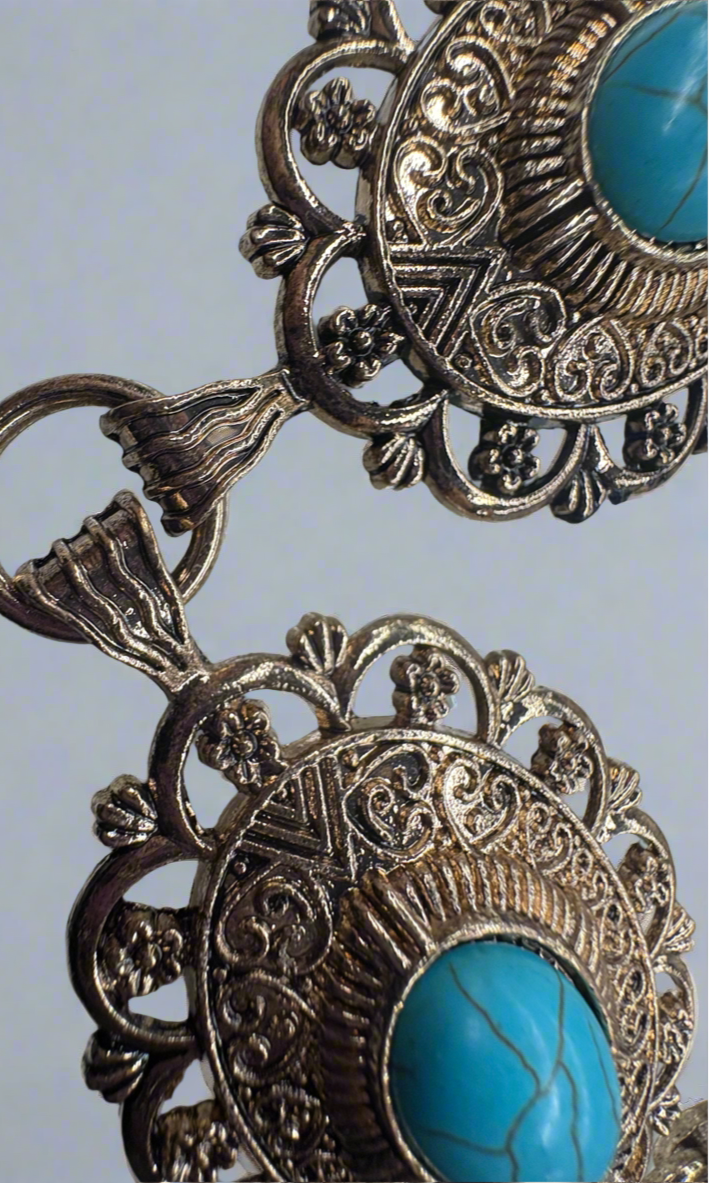 Gold Chain Belt W Turquoise Stud