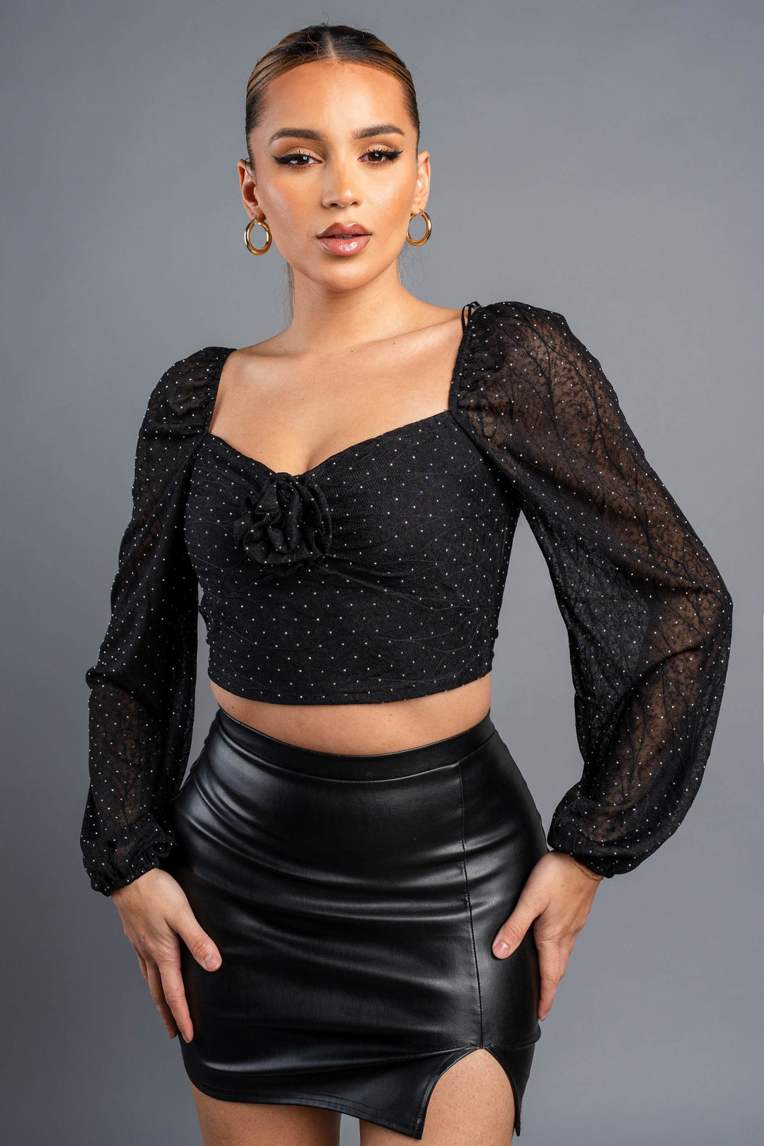 Lace Rose Peasant Crop Top