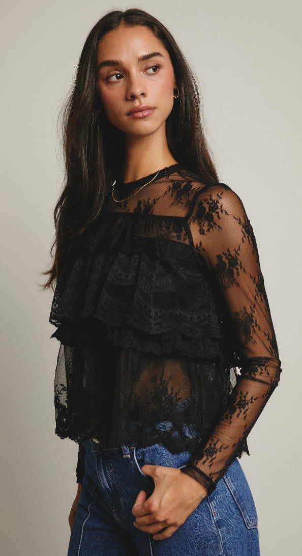 Lace Ruffle Layering Blouse