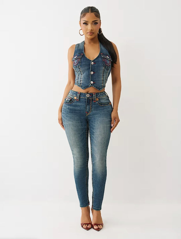 True Religion Jennie Super T Mid Rise Curvy Skinny Jean