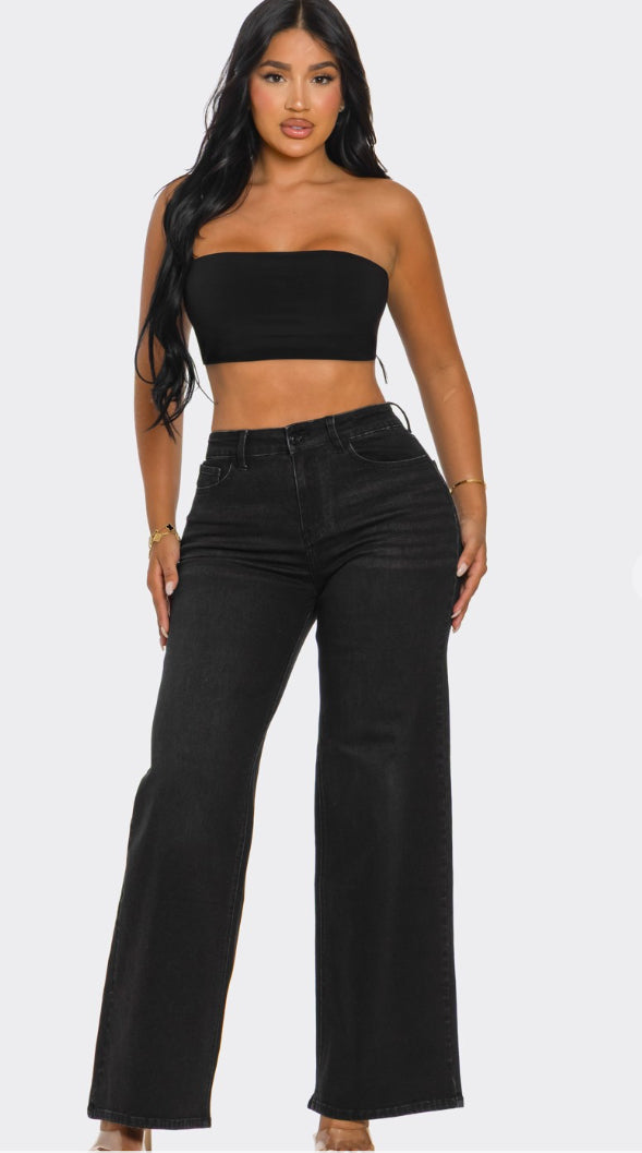 Denim Black Wide Leg Jeans