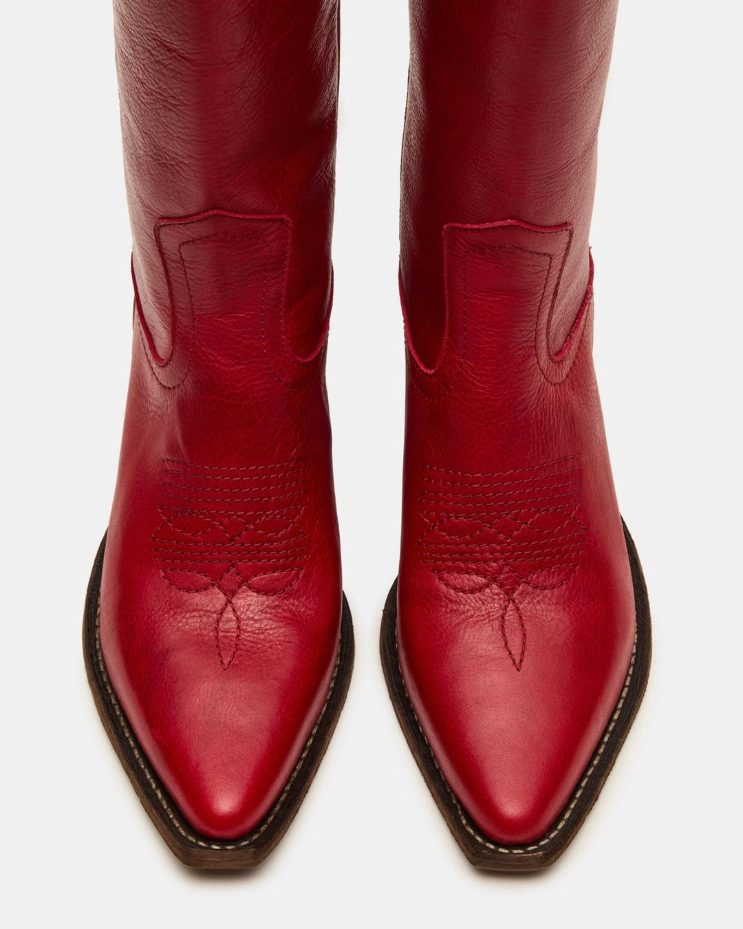 ALBANY RED LEATHER WESTERN BOOTS - STEVE MADDEN