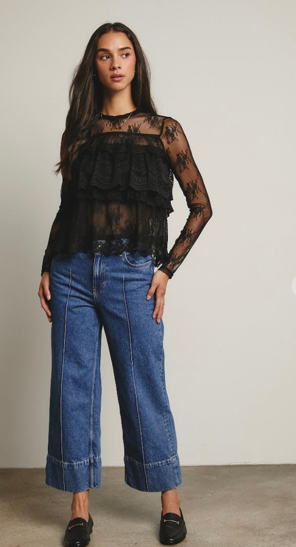 Lace Ruffle Layering Blouse