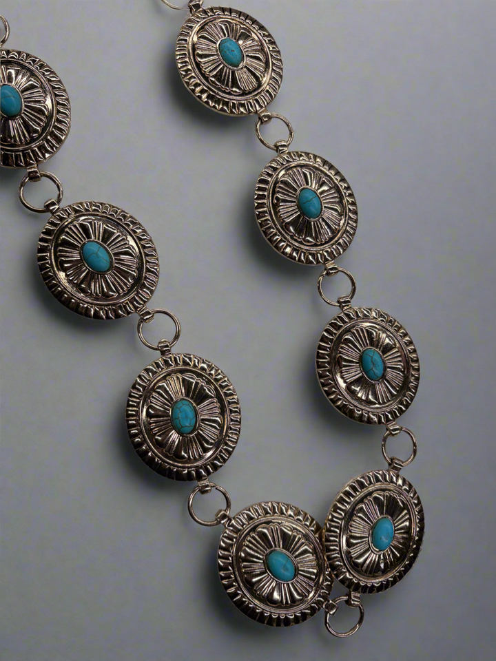 Oval Turquoise Stud Western Chain Belt