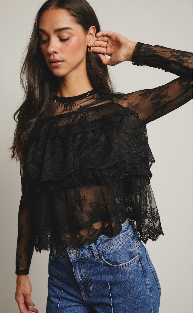 Lace Ruffle Layering Blouse