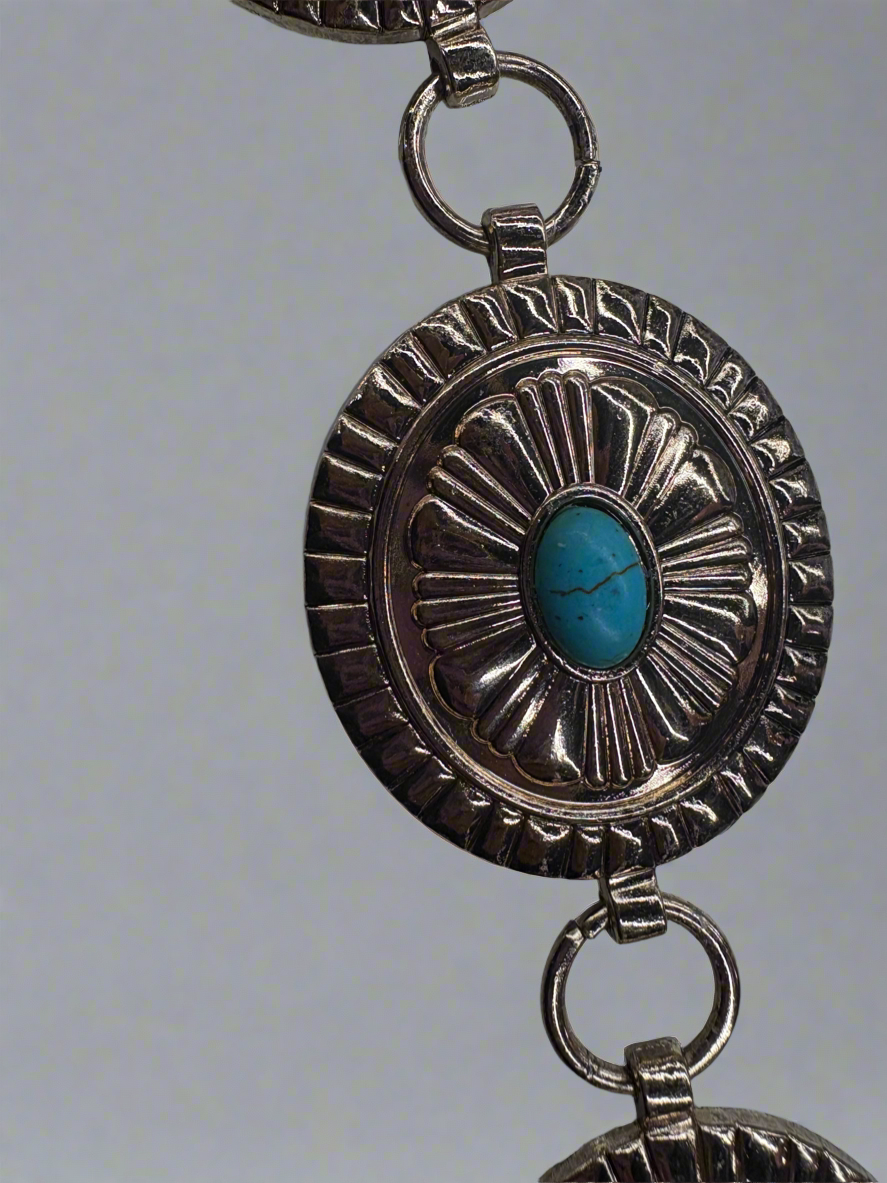 Oval Turquoise Stud Western Chain Belt
