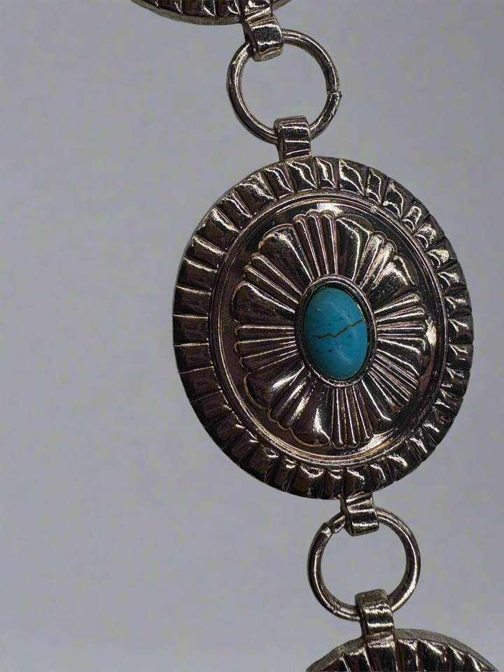 Oval Turquoise Stud Western Chain Belt