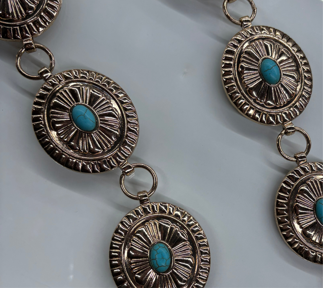 Oval Turquoise Stud Western Chain Belt