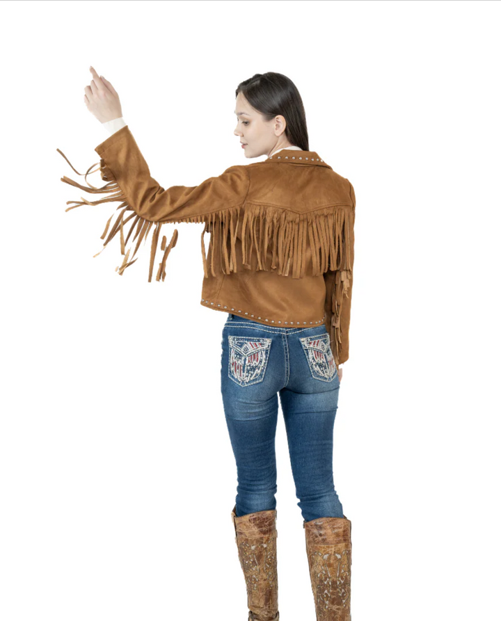 Women Suede Jacket With Tassle