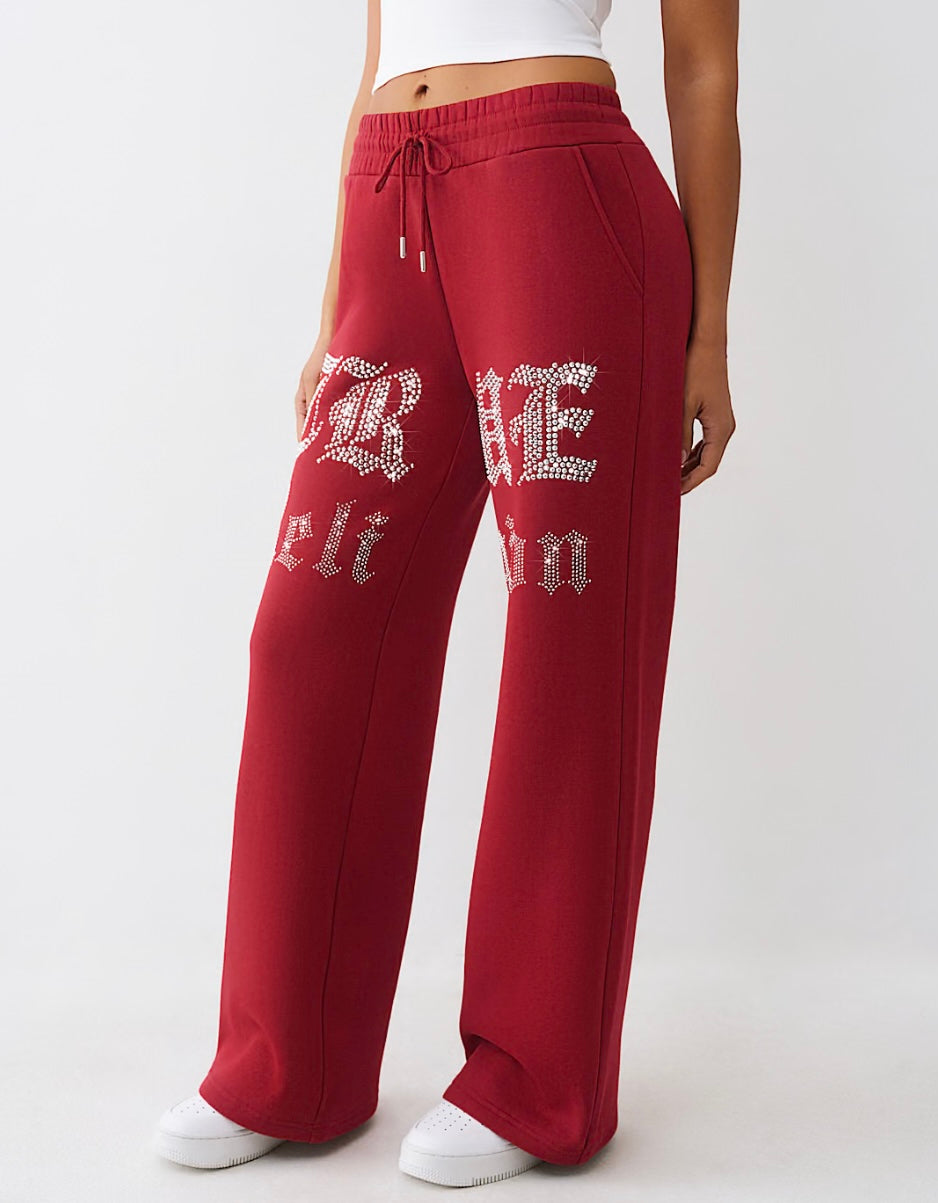 CRYSTAL SCRIPT WIDE LEG SWEATPANT
