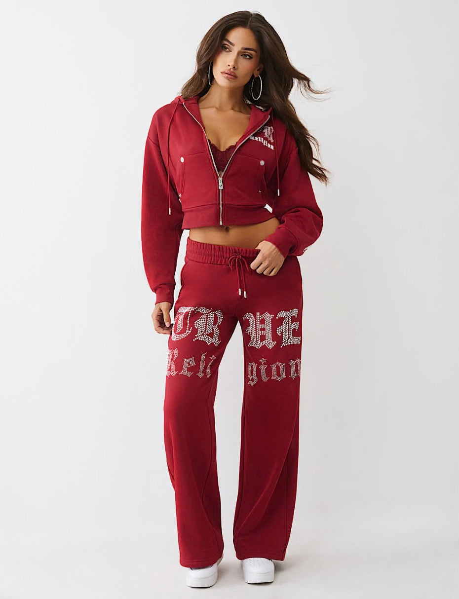 CRYSTAL LOGO CROPPED ZIP HOODIE