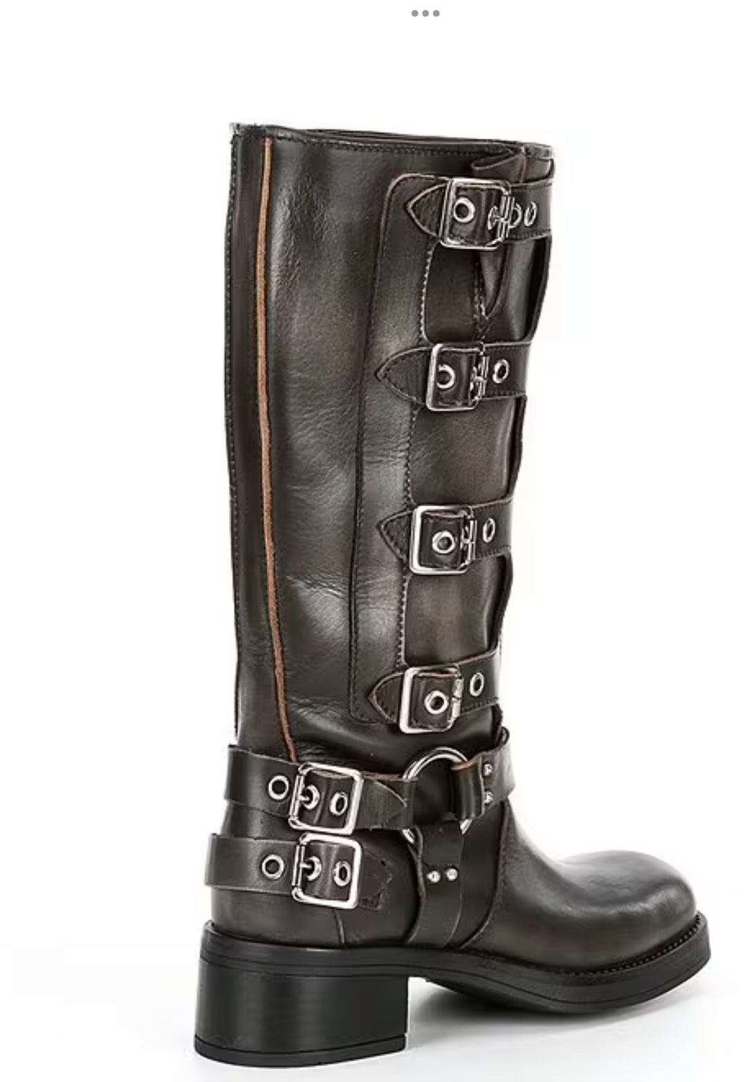 Brocks Distressed Leather Tall Moto Boots