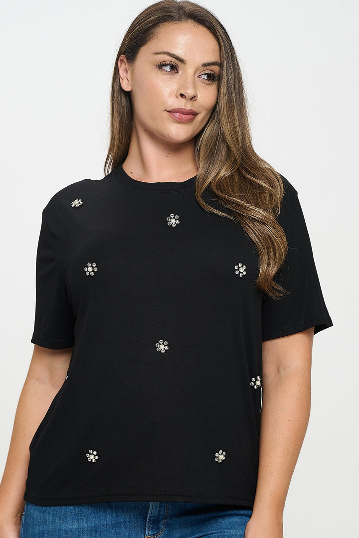 Rhinestone Embellished T-Shirt