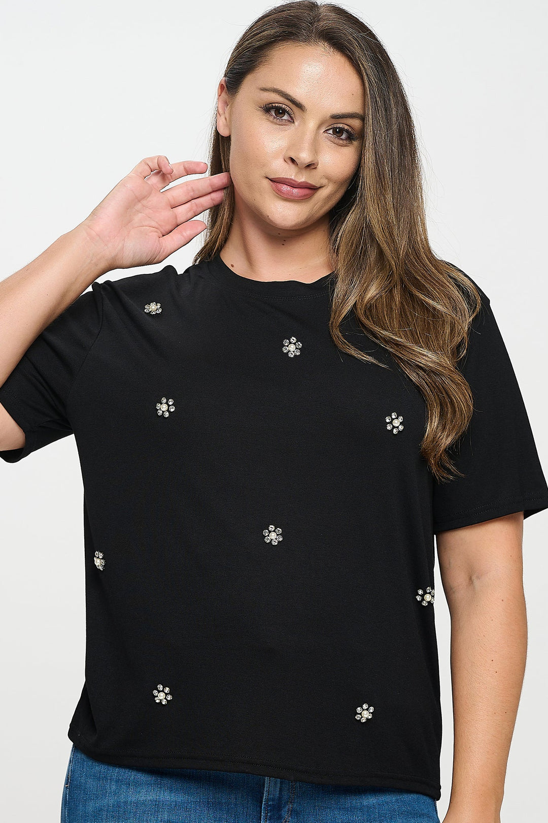 Rhinestone Embellished T-Shirt