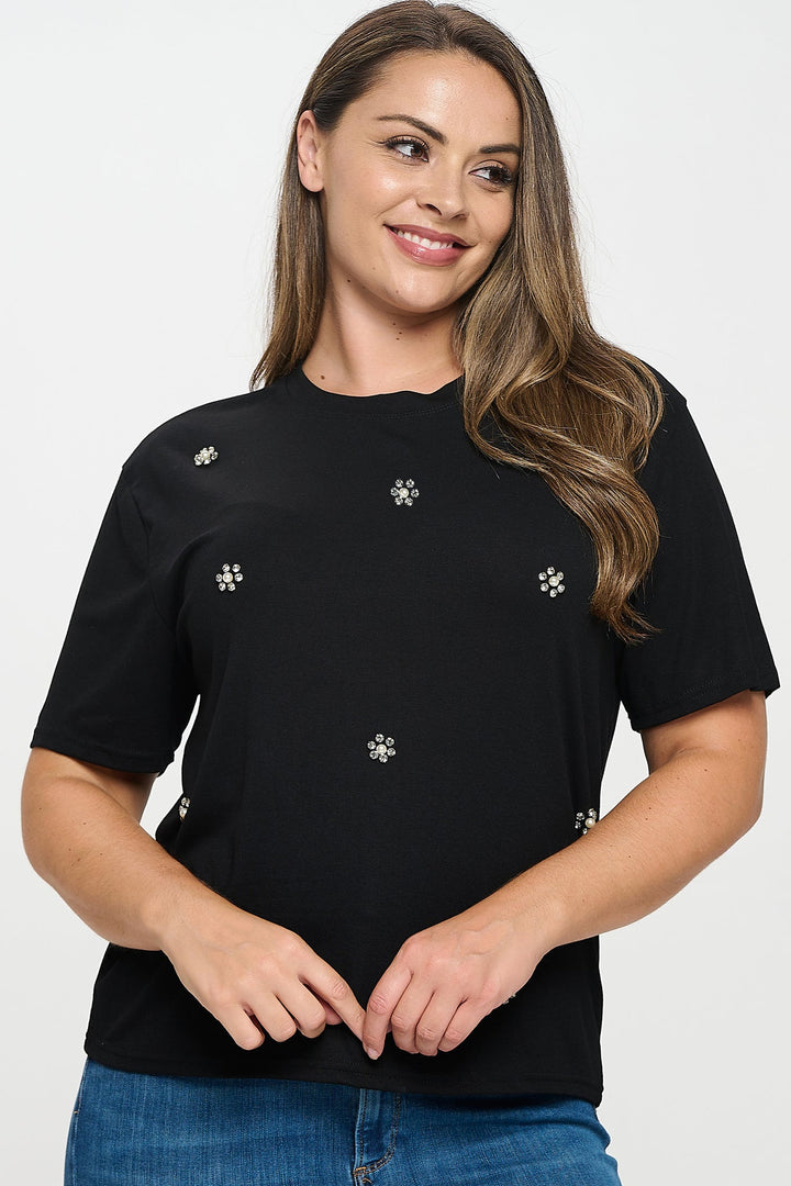 Rhinestone Embellished T-Shirt