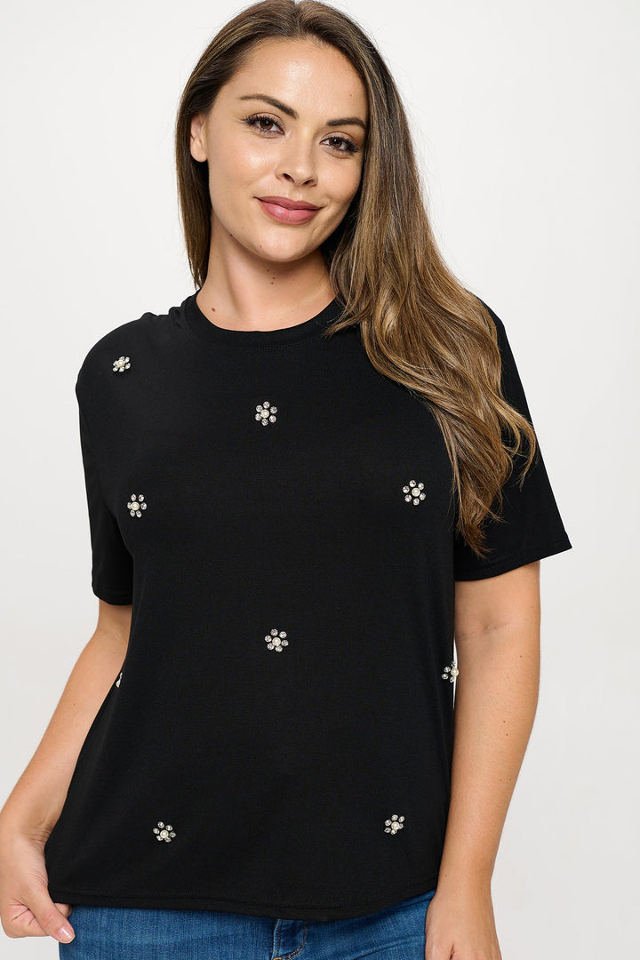 Rhinestone Embellished T-Shirt