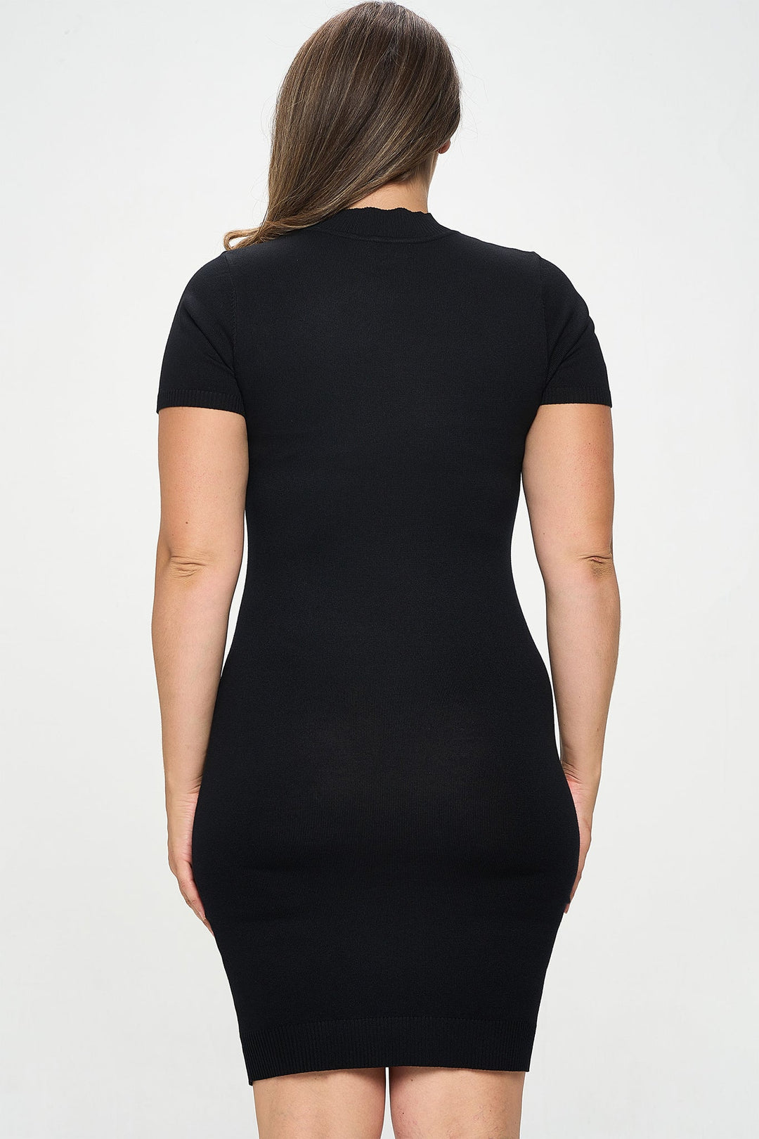 Mock Neck Rib Knit Bodycon Dress