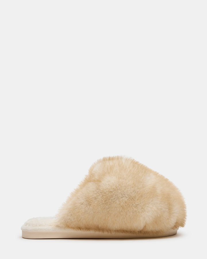 Poof Natural Faux Fur Slip-On Slippers - Steve Madden