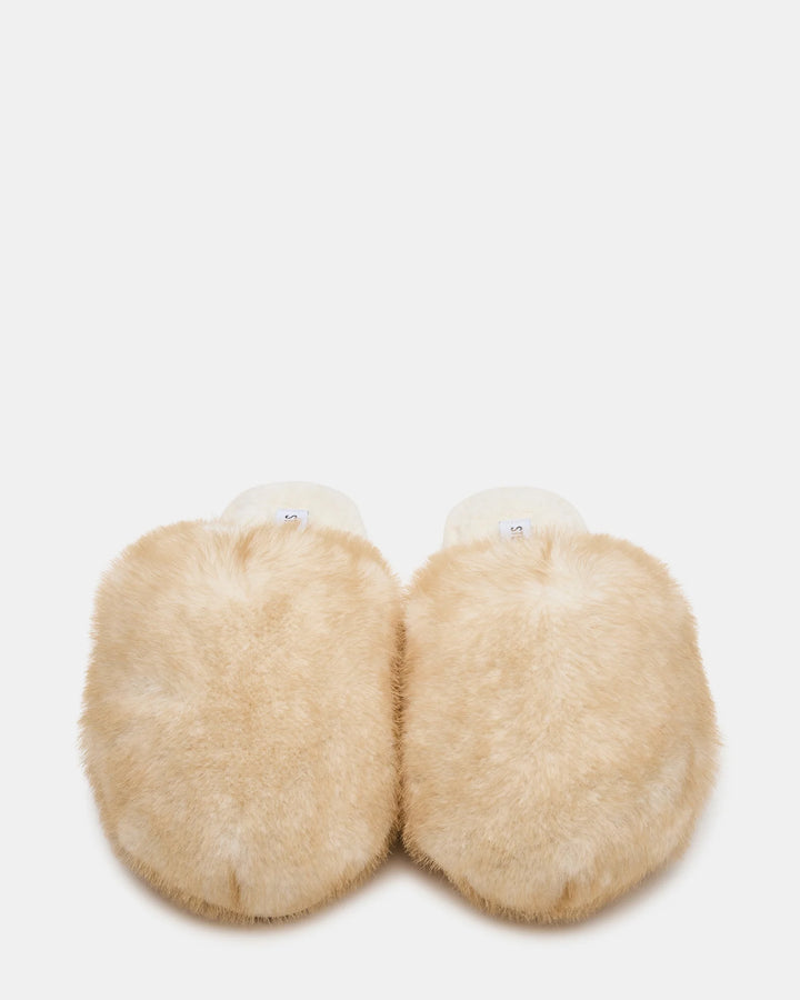 Poof Natural Faux Fur Slip-On Slippers - Steve Madden