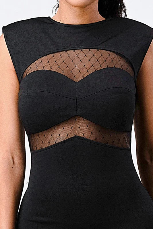 Fishnet Bodycon Midi Dress